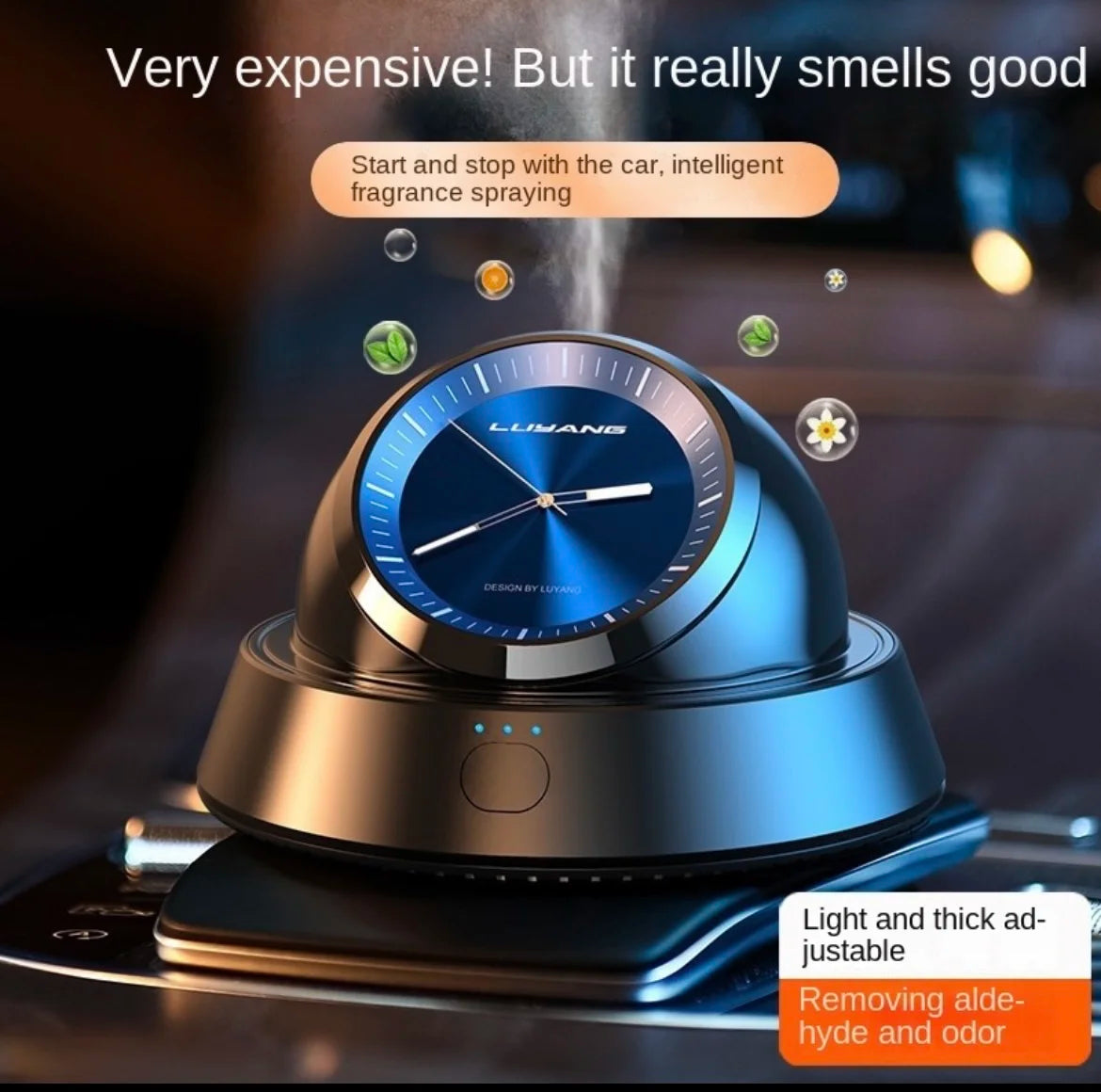 Smart Car Aroma Diffuser, Clock Perfume Ornament