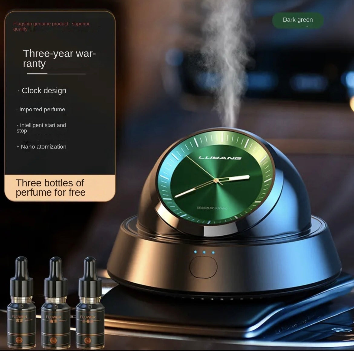 Smart Car Aroma Diffuser, Clock Perfume Ornament