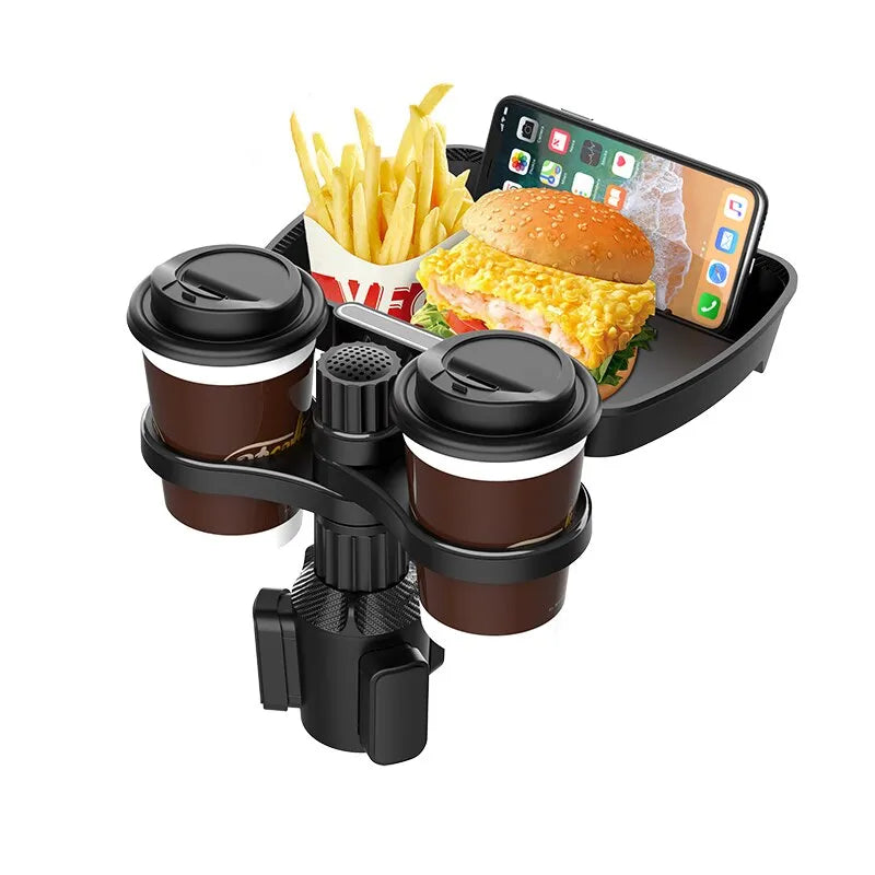 Dual Cup Holder Expander Adjustable for 360°Rotating