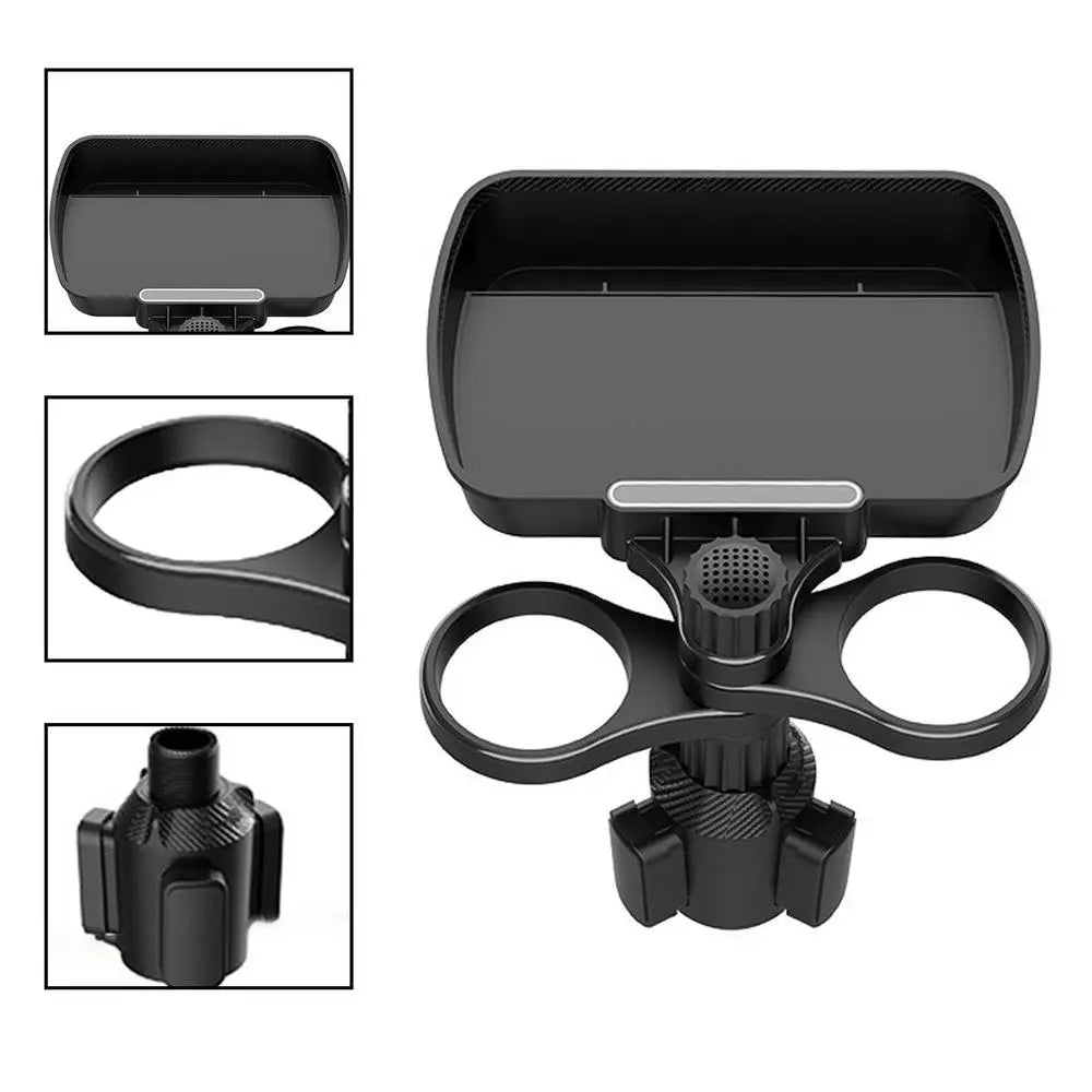 Dual Cup Holder Expander Adjustable for 360°Rotating