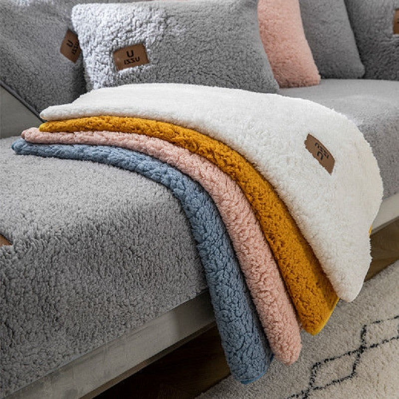 Wool Velvet Sofa Cushion Thickened Warmth