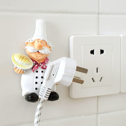 Cute Chef Wall-mounted Wire Plug Holder - ZHOFT