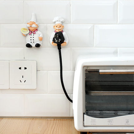 Cute Chef Wall-mounted Wire Plug Holder - ZHOFT