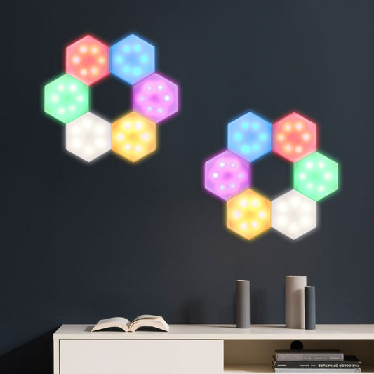 RGB Hexagon Wall Lights with Remote 6 Packs - ZHOFT