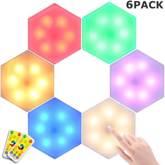 RGB Hexagon Wall Lights with Remote 6 Packs - ZHOFT