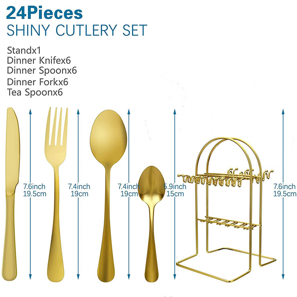 Flatware Set 24 Piece Cutlery With Stand - ZHOFT