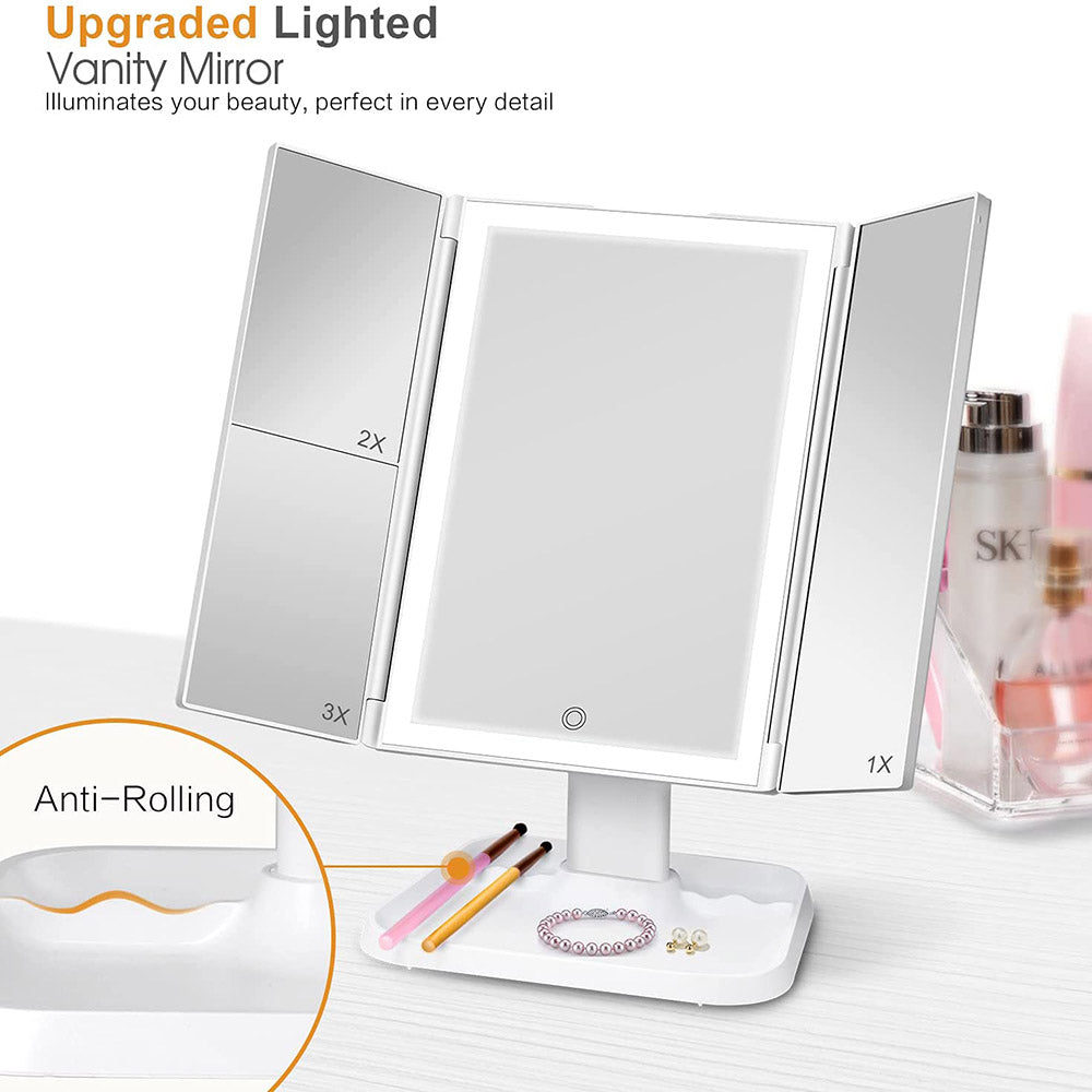 Makeup Mirror with Lights 1x/2x/3x Magnification, Touch Control Design - ZHOFT