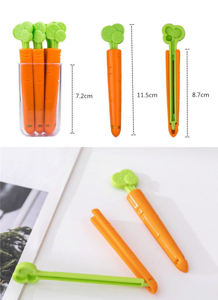 Clip de fermeture de sac de nourriture de carotte de dessin animé 5PC