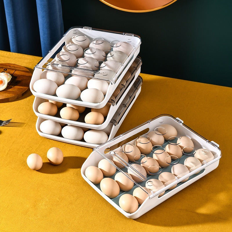 Transparante opbergbak voor eieren in rollende stijl