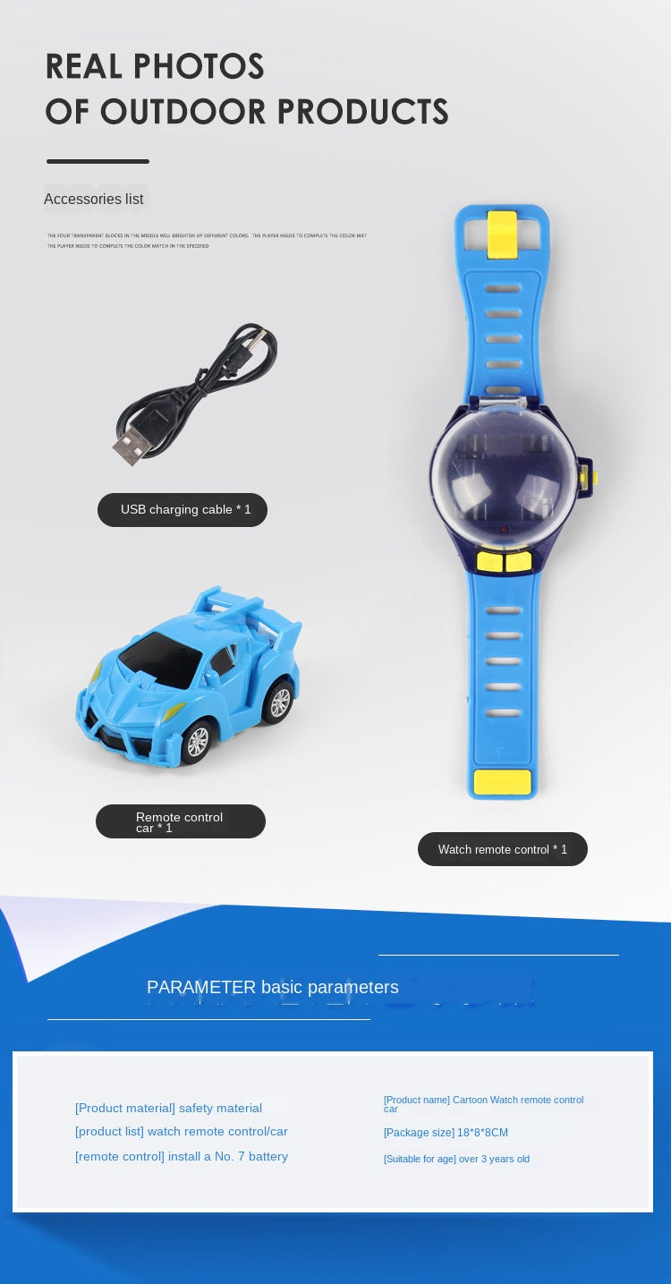 Kleine auto analoog horloge afstandsbediening batterij speelgoed
