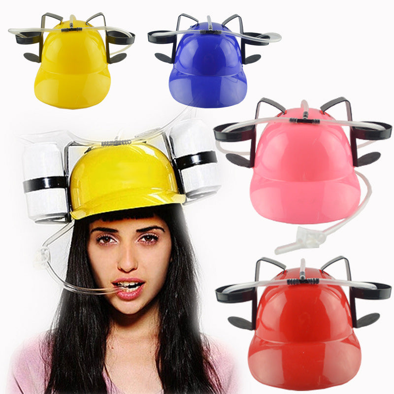 Soda Guzzler Helmet Handsfree Drink Toy Miner Hat